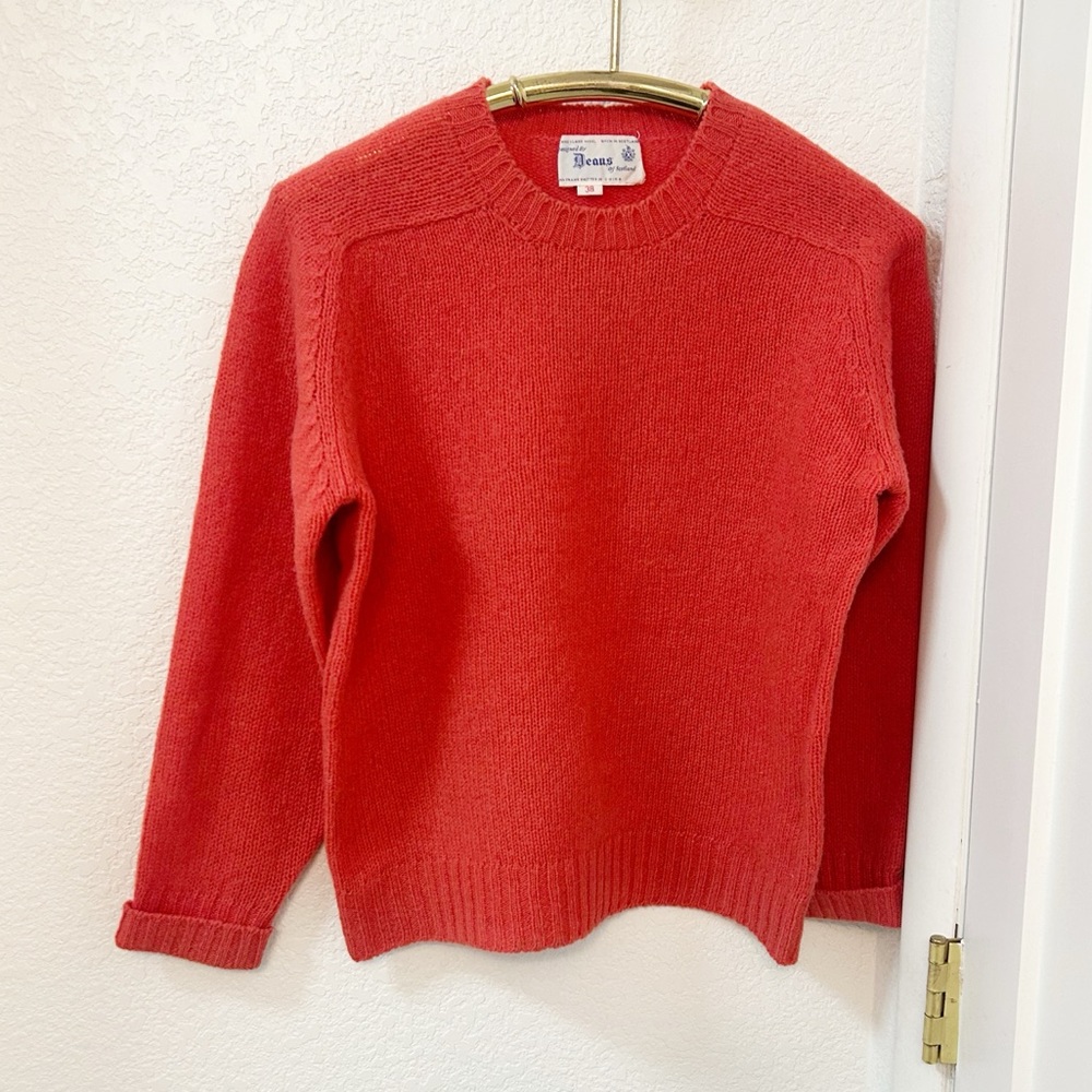 Vintage DEANS of Scotland The 💯 Wool Hand Frame Knitted in Coral Pink SZ: Small
